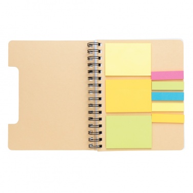 Logo trade promotional products image of: A5 Kraft spiral notebook with sticky notes