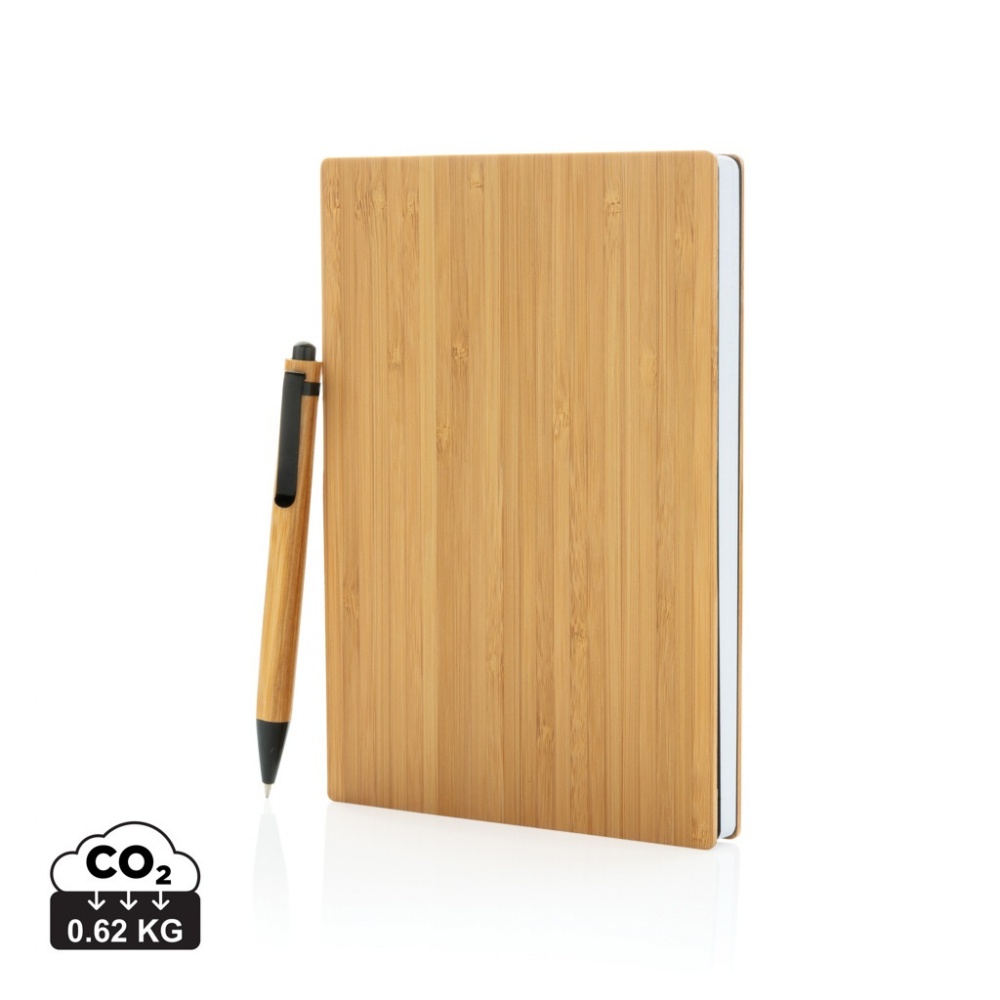 Logo trade business gifts image of: A5 Bamboo notebook & pen set