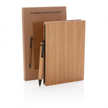 Logotrade business gifts photo of: A5 Bamboo notebook & pen set