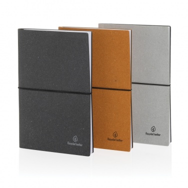 Logo trade promotional products picture of: A5 recycled leather notebook