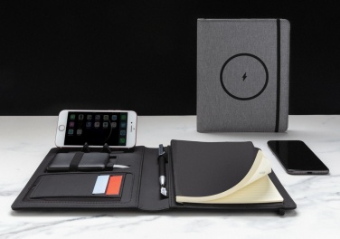 Logo trade promotional products picture of: Air 5W wireless charging notebook with 5000mAh powerbank