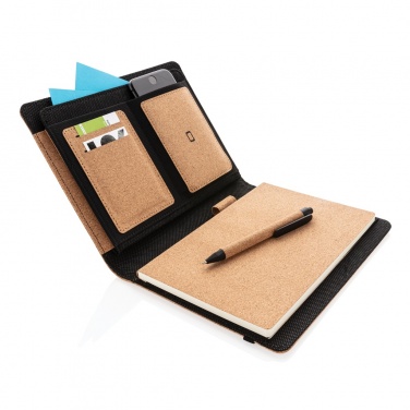 Logo trade promotional gift photo of: Deluxe cork portfolio A5 with pen