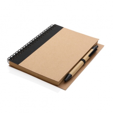 Logo trade advertising product photo of: Kraft spiral notebook with pen