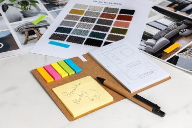 Logo trade promotional merchandise image of: Kraft sticky notes A6 booklet with pen