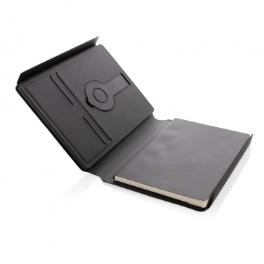 Logo trade promotional gifts picture of: Swiss Peak RCS rePU notebook with 2-in-1 wireless charger