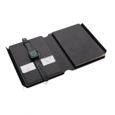 Logo trade promotional giveaways image of: Swiss Peak RCS rePU notebook with 2-in-1 wireless charger