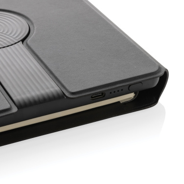 Logo trade advertising product photo of: Swiss Peak RCS rePU notebook with 2-in-1 wireless charger