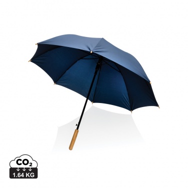Logo trade promotional giveaway photo of: 23" Impact AWARE™ RPET 190T auto open bamboo umbrella