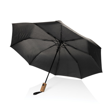 Logotrade business gift image of: Kaycey 21" AWARE™ RPET Acacia wood mini auto open umbrella