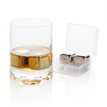 Logo trade promotional items image of: Re-usable stainless steel ice cubes 4pc