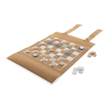 Logo trade promotional merchandise photo of: Britton cork foldable backgammon and checkers game set