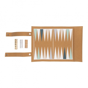 Logo trade advertising product photo of: Britton cork foldable backgammon and checkers game set