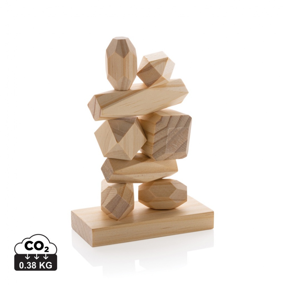 Logotrade promotional gift picture of: Ukiyo Crios wooden balancing rocks in pouch