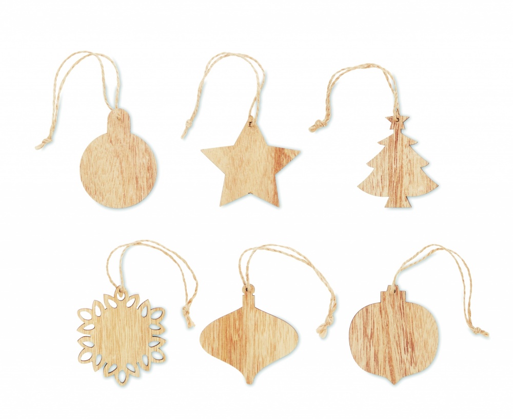 Logo trade advertising products picture of: Set of wooden Xmas ornaments