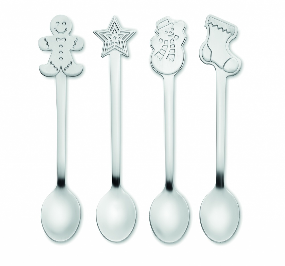 Logo trade promotional giveaways image of: Set of 4 Christmas tea spoon