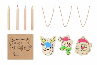 Logotrade promotional item picture of: Drawing wooden ornaments set