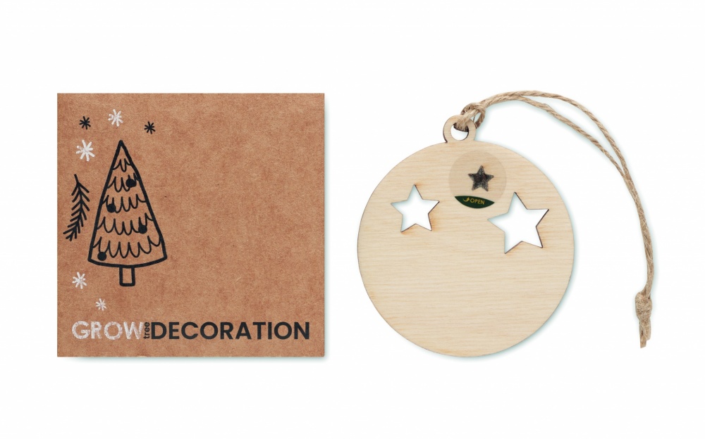 Logo trade promotional items picture of: Wooden bauble shape hanger