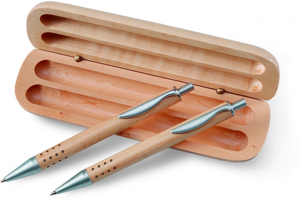 Logo trade promotional merchandise photo of: Pen gift set in wooden box
