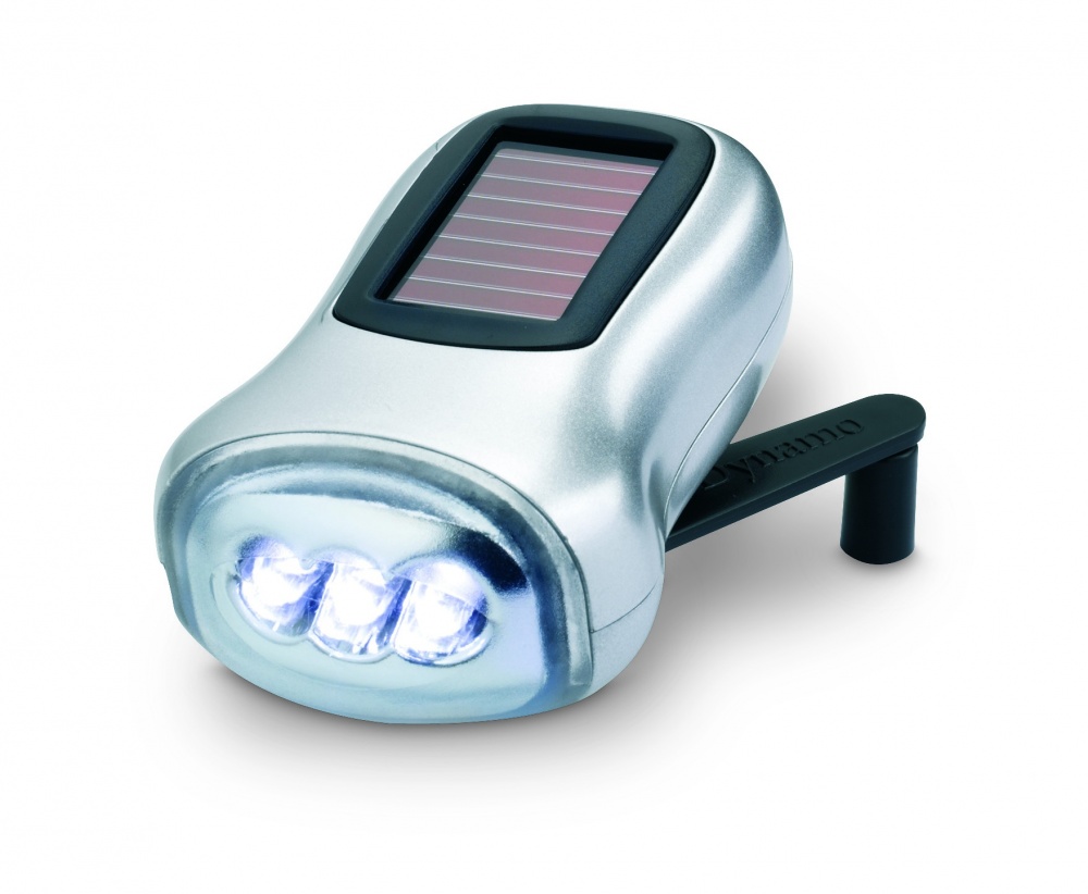 Logo trade corporate gift photo of: Dual powered dynamo torch
