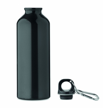 Logotrade corporate gift image of: 500 ml single-walled water bottle made of recycled aluminum with a carabiner