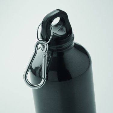 Logo trade promotional product photo of: 500 ml single-walled water bottle made of recycled aluminum with a carabiner
