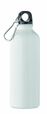 Logotrade promotional products photo of: 500 ml single-walled water bottle made of recycled aluminum with a carabiner