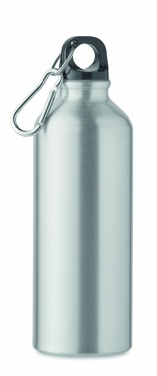 Logo trade corporate gifts image of: 500 ml single-walled water bottle made of recycled aluminum with a carabiner