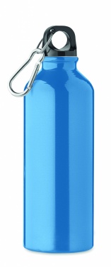 Logotrade advertising product picture of: 500 ml single-walled water bottle made of recycled aluminum with a carabiner