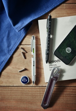 Logo trade business gift photo of: Spirit level pen with ruler