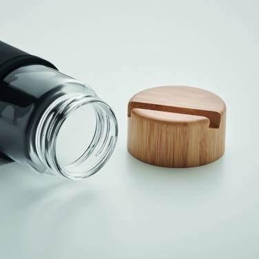 Logo trade corporate gift photo of: Glass bottle bamboo lid 600ml