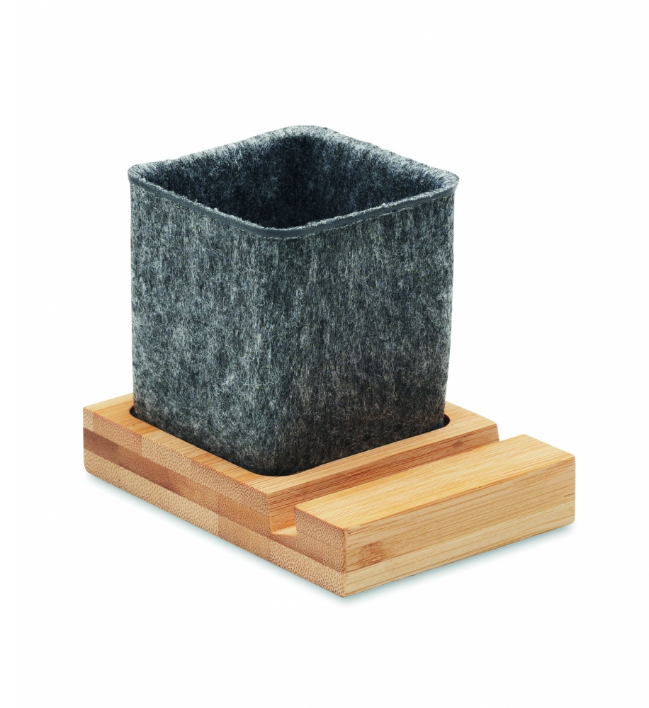 Logotrade corporate gift picture of: RPET felt pen pot phone stand