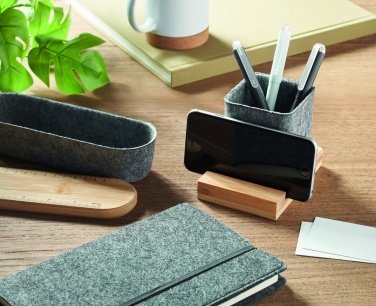 Logotrade advertising products photo of: RPET felt pen pot phone stand