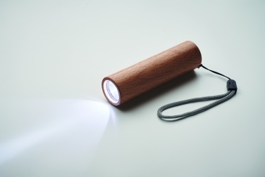 Logo trade promotional gift photo of: Beech wood rechargeable torch