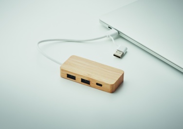 Logo trade promotional items picture of: Bamboo USB 3 ports hub