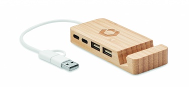 Logo trade promotional giveaways picture of: Bamboo USB 4 ports hub