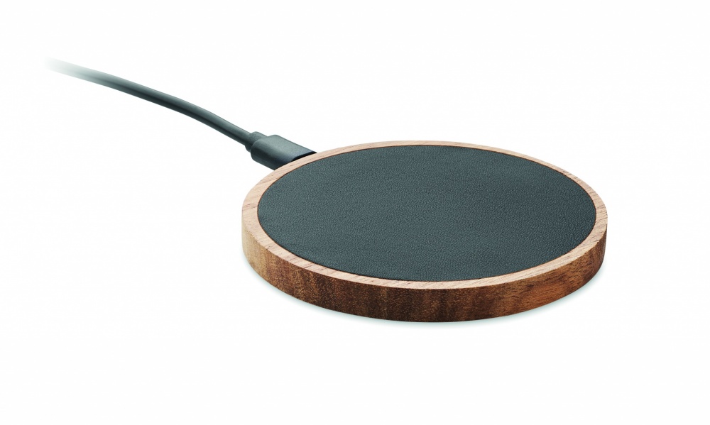Logo trade promotional gifts image of: Wireless charger in acacia 15W