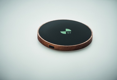 Logo trade promotional merchandise photo of: Wireless charger in acacia 15W