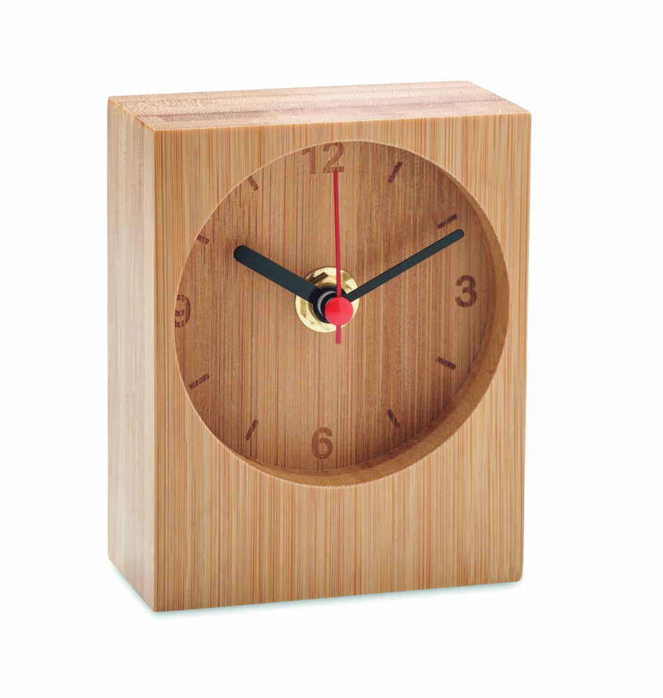 Logo trade business gifts image of: Bamboo table clock
