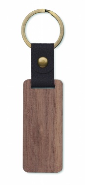Logo trade business gift photo of: Key ring in walnut and PU Kokkola