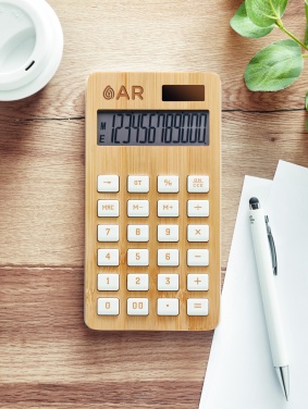 Logo trade promotional gifts picture of: 12 digit bamboo calculator
