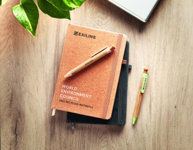 Logo trade promotional giveaways image of: Recycled Leather A5 notebook