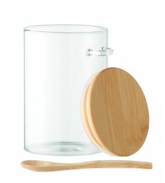 Logo trade promotional gift photo of: Glass jar with spoon 600 ml