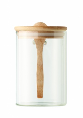 Logo trade corporate gift photo of: Glass jar with spoon 600 ml