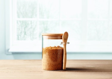 Logo trade promotional giveaway photo of: Glass jar with spoon 600 ml