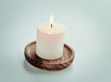 Logo trade business gifts image of: Candle on round wooden base