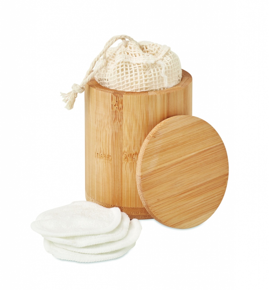 Logo trade promotional merchandise picture of: Bamboo fibre cleansing pad set