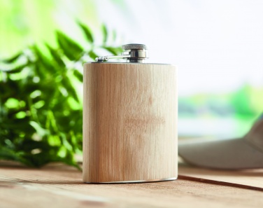 Logotrade corporate gift picture of: Bamboo slim hip flask 170ml