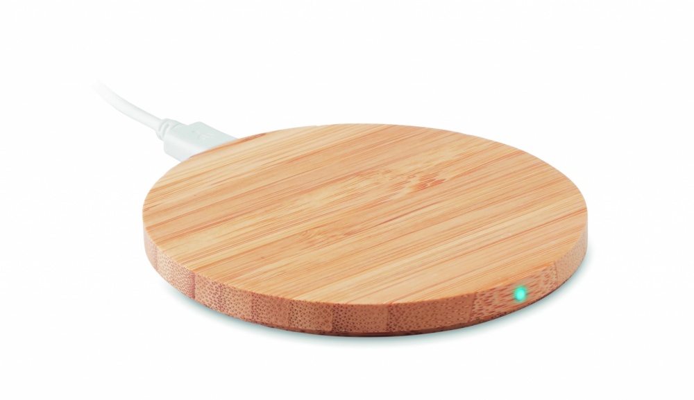 Logo trade promotional items image of: Wireless charger bamboo 10W RUNDO +