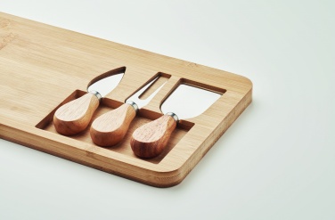 Logo trade corporate gifts image of: Bamboo Cheese board set Leipzig