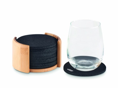 Logo trade advertising products picture of: RPET coasters in bamboo holder